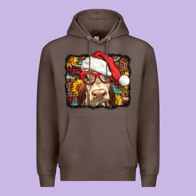 Christmas Cow Premium Hoodie Designed By Lillyallendesigns