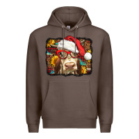 Coffee Christmas Cow Premium Hoodie - LillyAllenDesigns