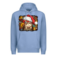 Colony Blue Christmas Cow Premium Hoodie - LillyAllenDesigns