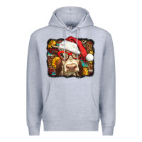 Heather Grey Christmas Cow Premium Hoodie - LillyAllenDesigns