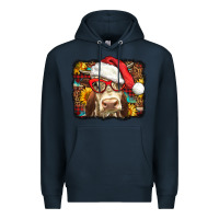 Navy Christmas Cow Premium Hoodie - LillyAllenDesigns