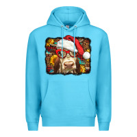 Ocean Blue Christmas Cow Premium Hoodie - LillyAllenDesigns