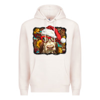 Pale Pink Christmas Cow Premium Hoodie - LillyAllenDesigns