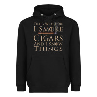 Black That's What I Do I Smoke Cigars And I Know Things Heavyweight Hoodie - longCreatives
