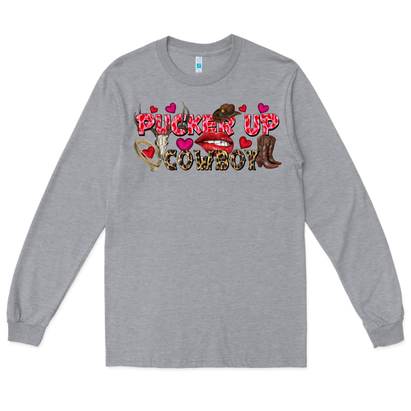 Pucker Up Cowboy Valentine's Day Long Sleeve Tee by FaDigitalArtStudio | Teevron