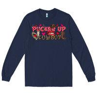Navy Pucker Up Cowboy Valentine's Day Long Sleeve Tee - FaDigitalArtStudio