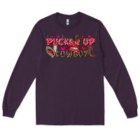 Plum Pucker Up Cowboy Valentine's Day Long Sleeve Tee - FaDigitalArtStudio