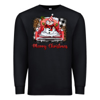Black merry christmas truck snowman Premium Sweatshirt - BarkalooDesign