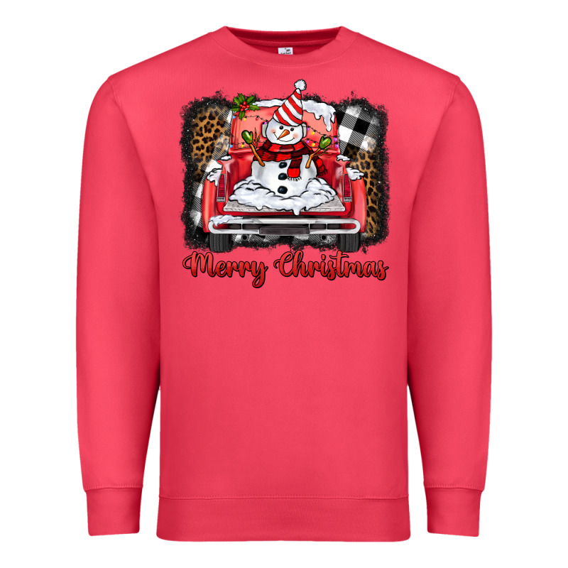 Merry Christmas Truck Snowman Premium Sweatshirt by BarkalooDesign | Teevron
