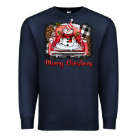 Navy merry christmas truck snowman Premium Sweatshirt - BarkalooDesign