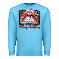 Ocean Blue merry christmas truck snowman Premium Sweatshirt - BarkalooDesign