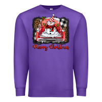 Purple merry christmas truck snowman Premium Sweatshirt - BarkalooDesign
