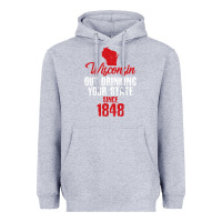 Heather Grey Wisconsin Out Drinking Your State Since 1848 Heavyweight Hoodie - longCreatives