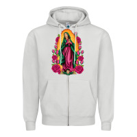 Dove Grey our lady of guadalupe Zipper Hoodie - Artiststas