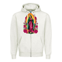 Oatmeal Heather our lady of guadalupe Zipper Hoodie - Artiststas
