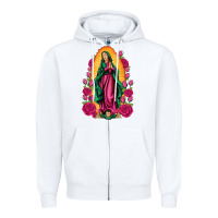 White our lady of guadalupe Zipper Hoodie - Artiststas