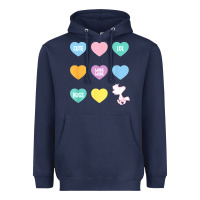 Navy peanuts valentine candy heart Heavyweight Hoodie - longCreatives