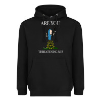 Black Are You Threatening Me Funny Cartoon Halloween Heavyweight Hoodie - longCreatives
