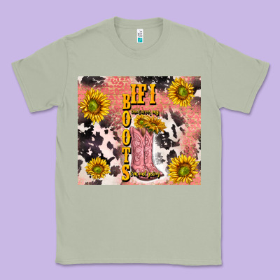 Cowgirl Boots Sunflower Classic Tee Designed By Tumblerdesignbyshophia