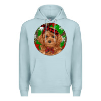 Blue Mist Christmas Toy Poodle Premium Hoodie - RanaPortraitStore