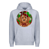 Heather Grey Christmas Toy Poodle Premium Hoodie - RanaPortraitStore