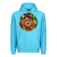 Ocean Blue Christmas Toy Poodle Premium Hoodie - RanaPortraitStore