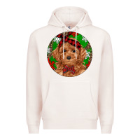 Pale Pink Christmas Toy Poodle Premium Hoodie - RanaPortraitStore