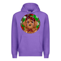 Purple Christmas Toy Poodle Premium Hoodie - RanaPortraitStore