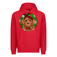 Red Christmas Toy Poodle Premium Hoodie - RanaPortraitStore
