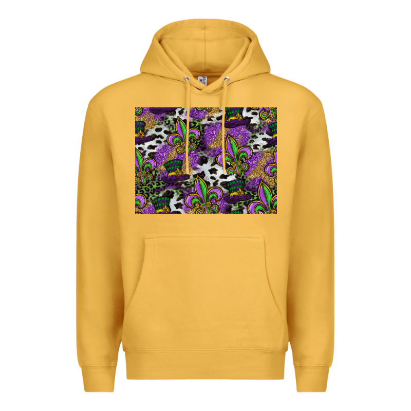 Mardi Gras Celebration Pattern Premium Hoodie by CowhideDigitalArt | Teevron