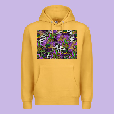 Mardi Gras Celebration Pattern Premium Hoodie Designed By Cowhidedigitalart