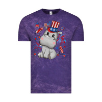 Cloud Purple fourth of july hippopotamus Vintage Tee - CowGirlArtShop