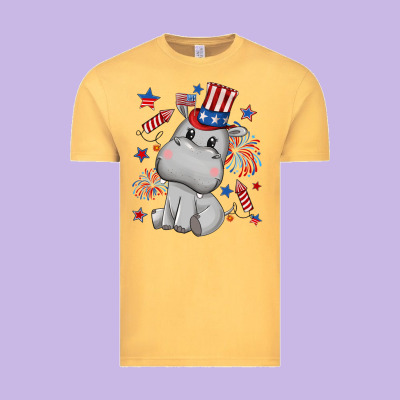 Fourth Of July Hippopotamus Vintage Tee Designed By Cowgirlartshop