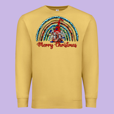 Merry Christmas Gnomes   Rainbow Premium Sweatshirt Designed By Barkaloodesign