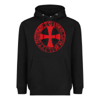 Black Mens Crusader Knight  Knights Templar Cross T  Badge Heavyweight Hoodie - longCreatives