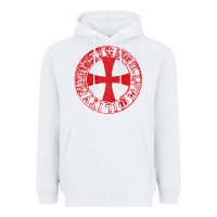 White Mens Crusader Knight  Knights Templar Cross T  Badge Heavyweight Hoodie - longCreatives