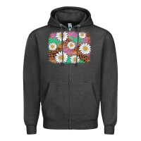 Charcoal Heather easter daisy background Zipper Hoodie - Artiststas