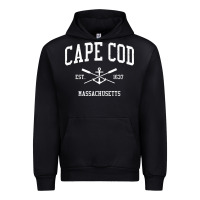 Black Cape Cod MA Vintage Crossed Oars & Boat Anchor Sports Sweat Urban Hoodie - longCreatives
