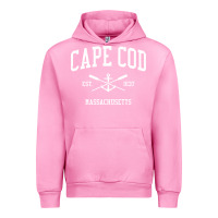 Fuchsia Pink Cape Cod MA Vintage Crossed Oars & Boat Anchor Sports Sweat Urban Hoodie - longCreatives