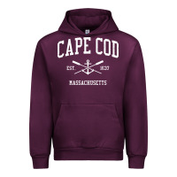 Mauve Wine Cape Cod MA Vintage Crossed Oars & Boat Anchor Sports Sweat Urban Hoodie - longCreatives