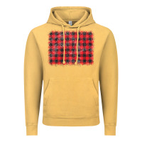 Vintage Mustard distressed buffalo plaid background Vintage Hoodie - CowCowDesign