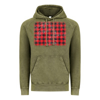 Vintage Olive distressed buffalo plaid background Vintage Hoodie - CowCowDesign