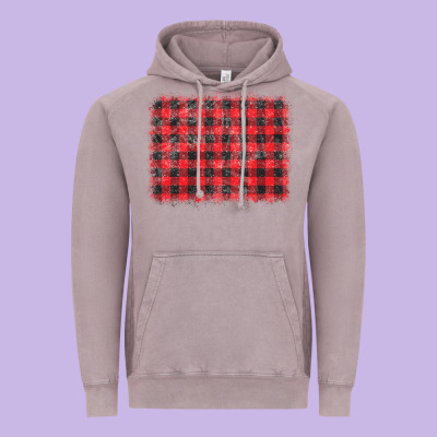 Distressed Buffalo Plaid Background Vintage Hoodie Designed By Cowcowdesign