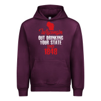 Mauve Wine Wisconsin Out Drinking Your State Since 1848 Urban Hoodie - longCreatives