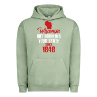 Pigment Oil Green Wisconsin Out Drinking Your State Since 1848 Urban Hoodie - longCreatives