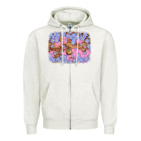 Oatmeal Heather easter butterfly leopard background Zipper Hoodie - Artiststas