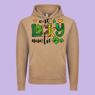 One Lucky Auntie St. Patrick's Vintage Hoodie Designed By Oliviacreatesart