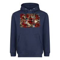 Navy christmas leopard cowhide background Heavyweight Hoodie - BarkalooDesign