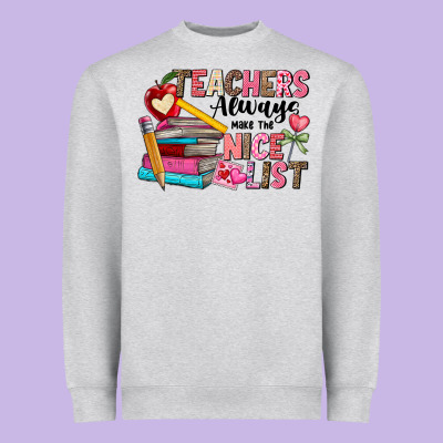 Teachers Always Make The Nice List Heavyweight Sweatshirt Designed By Cowhidedigitalart