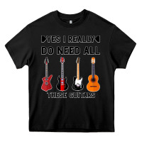 Black Yes I Really Do Need All These Guitars Heavy Core Tee - Bettercallsaul
